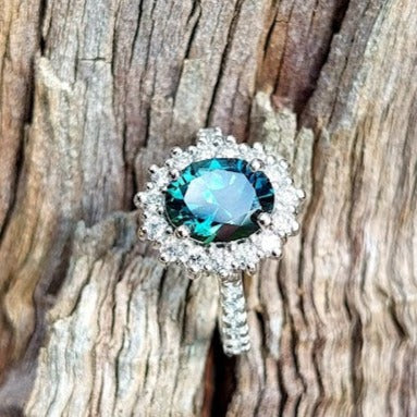 Sapphire Halo Ring "Emily"