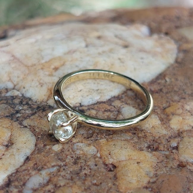 Natural uncut Diamond engagement ring "Ellie"