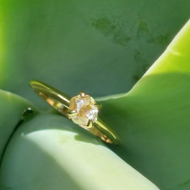 Natural uncut Diamond engagement ring "Ellie"