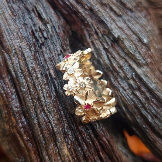 ruby and diamond forget me not dress ring