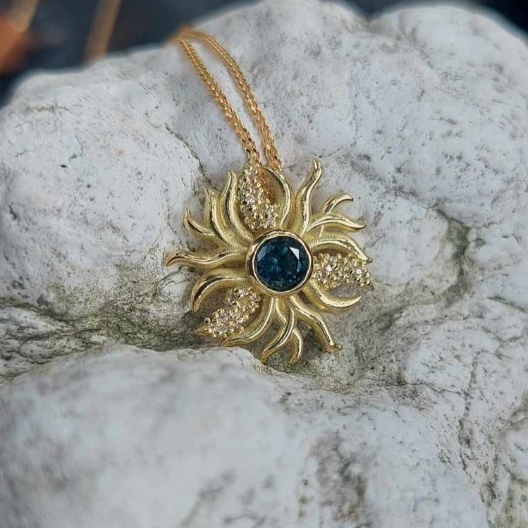 Sapphire Sun Pendant "Akemi"