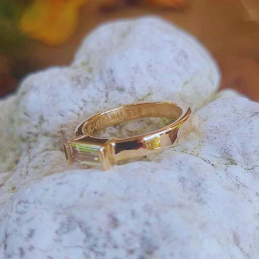 Cultured Baguette diamond keepsake ring