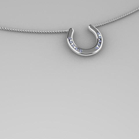 Sterling Silver Diamond Horseshoe Pendant
