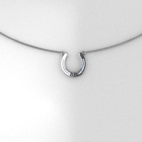 Sterling Silver Diamond Horseshoe Pendant