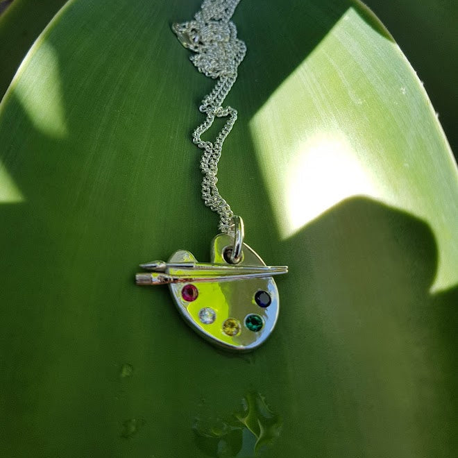 paint palette in sterling silver