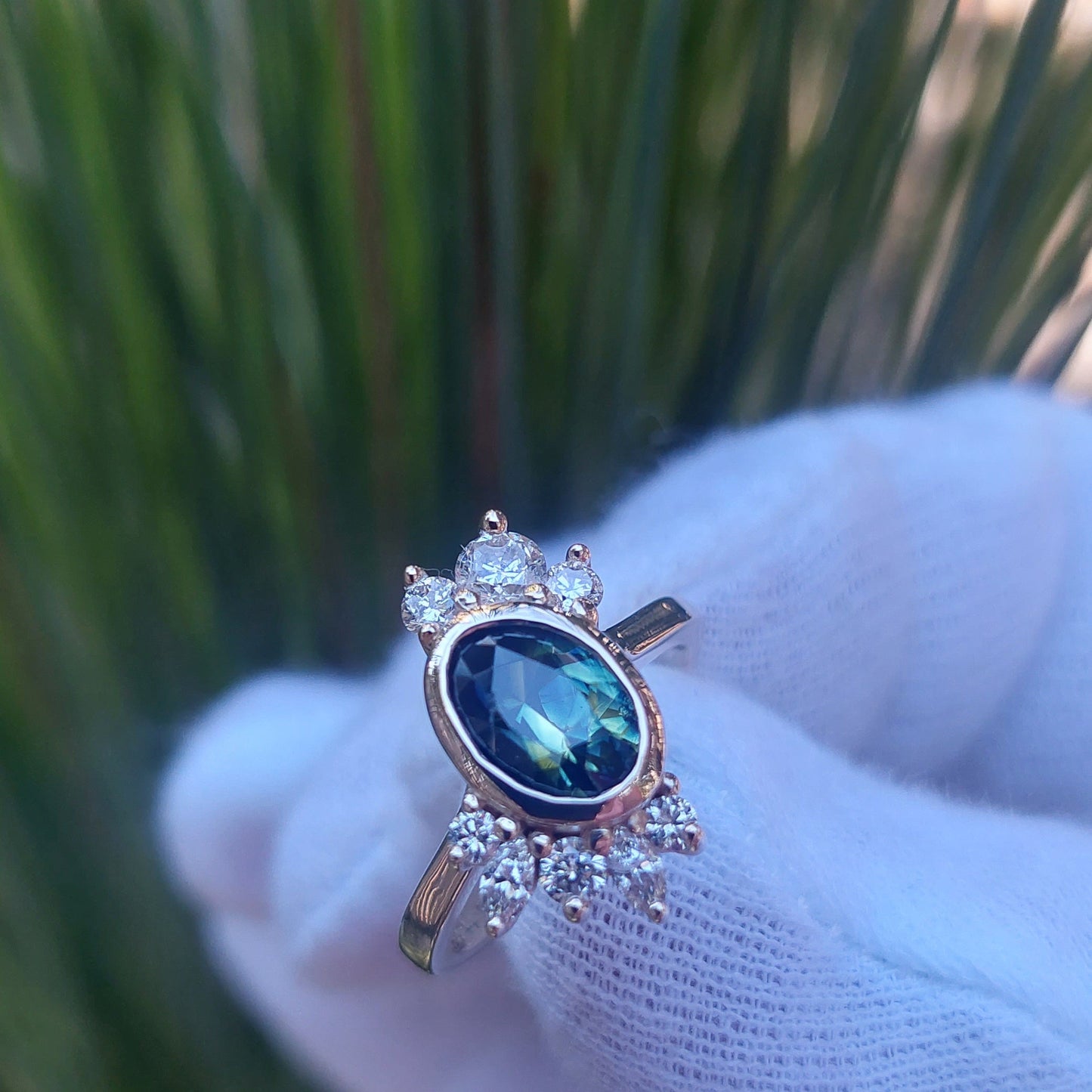 'Emma' Sapphire and diamond cluster ring