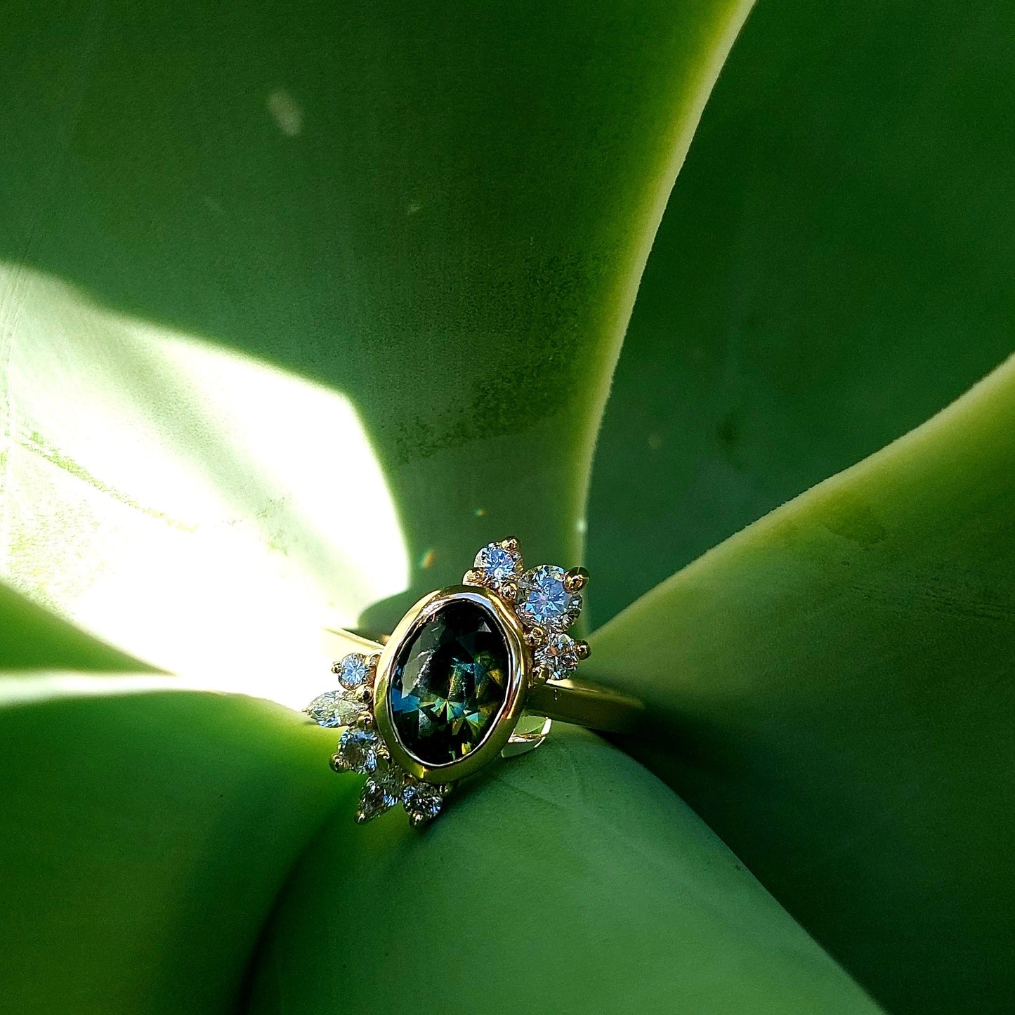 'Emma' Sapphire and diamond cluster ring