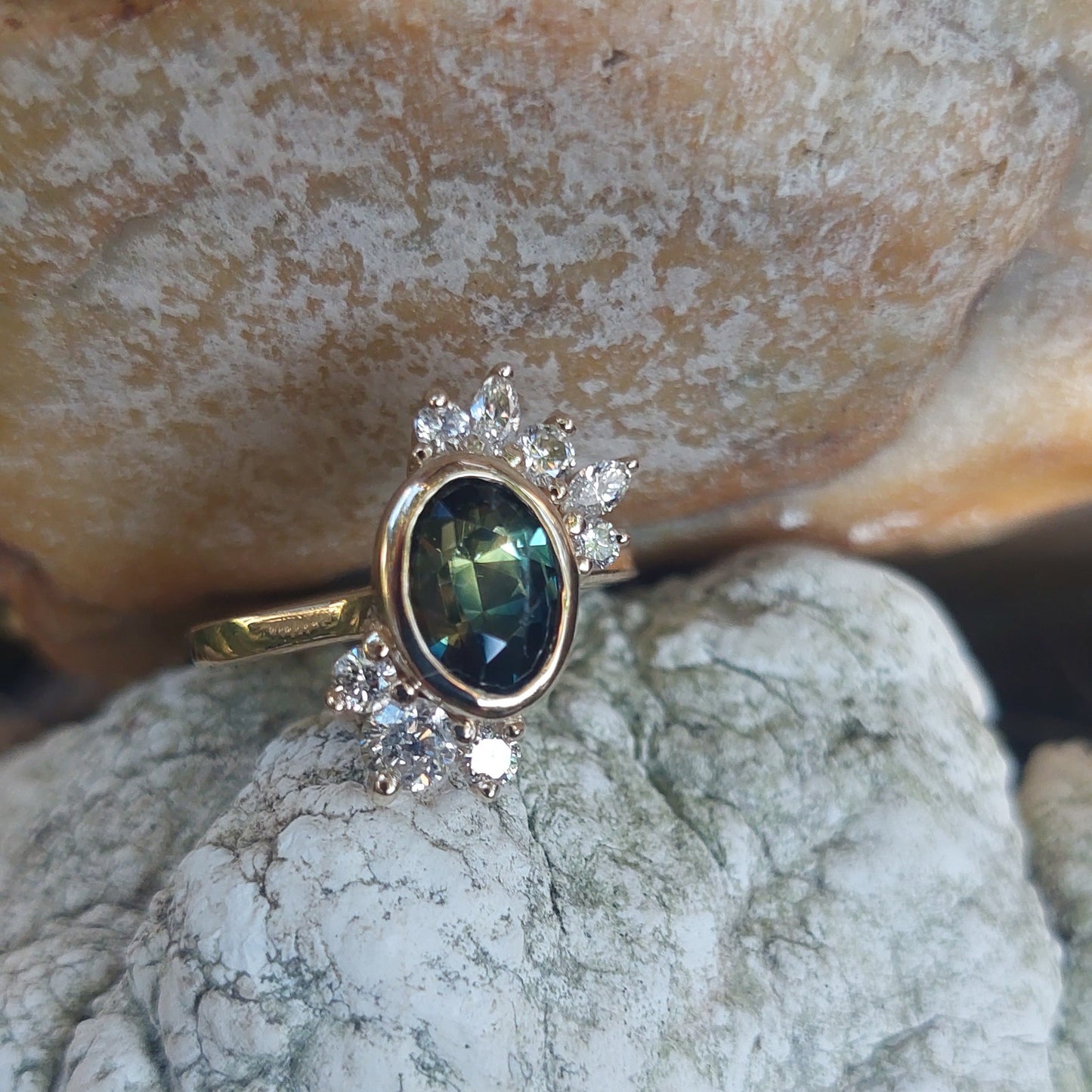 'Emma' Sapphire and diamond cluster ring