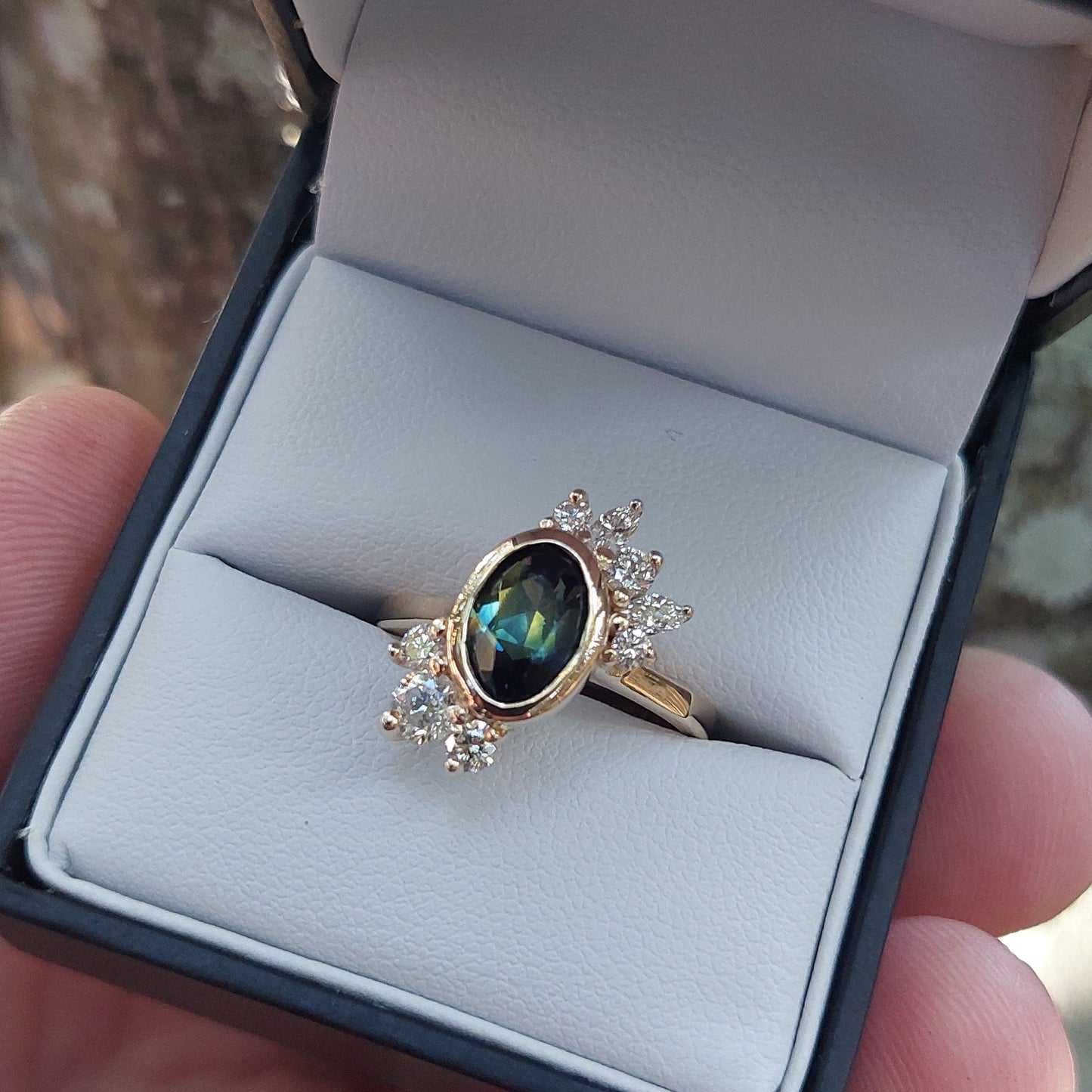 'Emma' Sapphire and diamond cluster ring