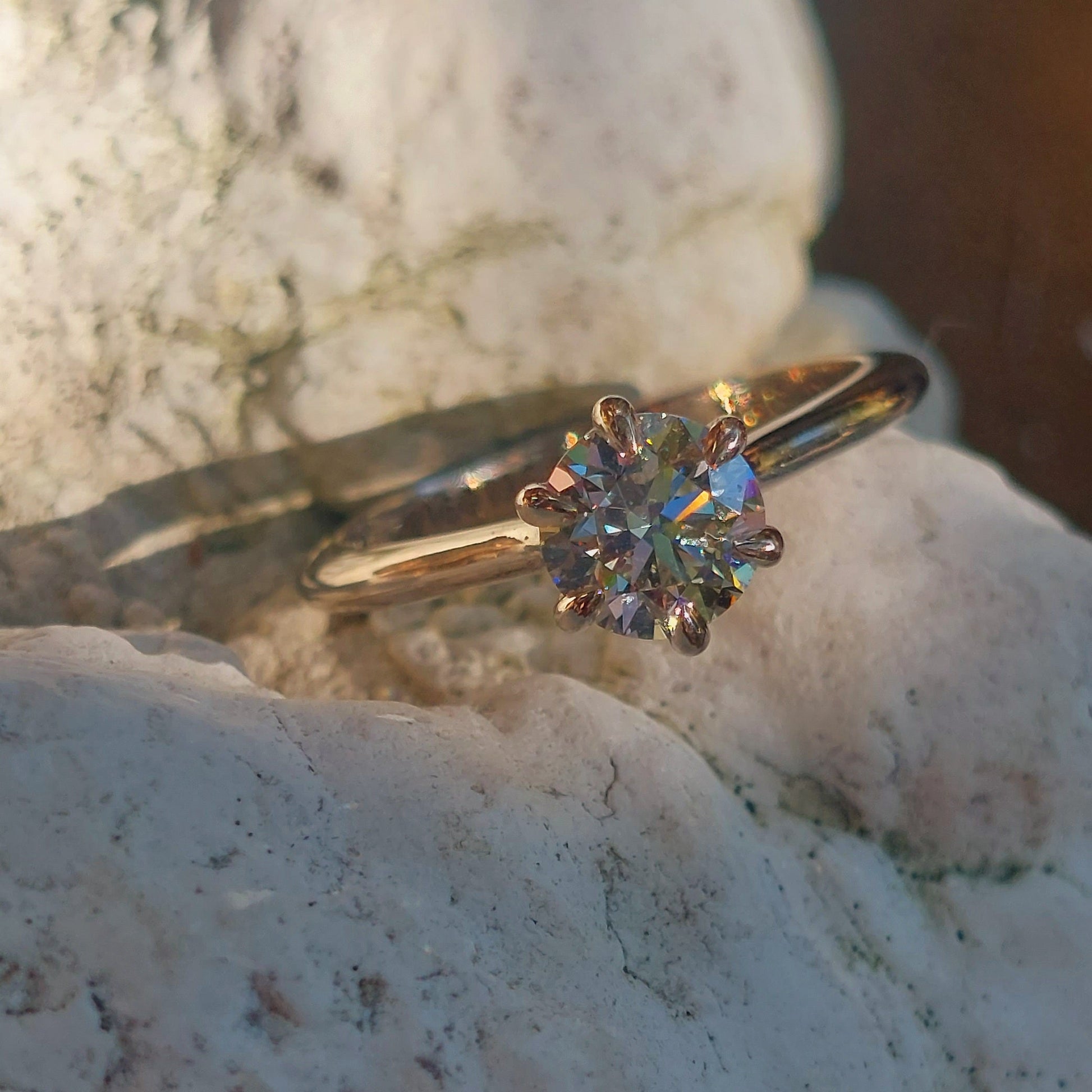 Natural diamond solitaire ring