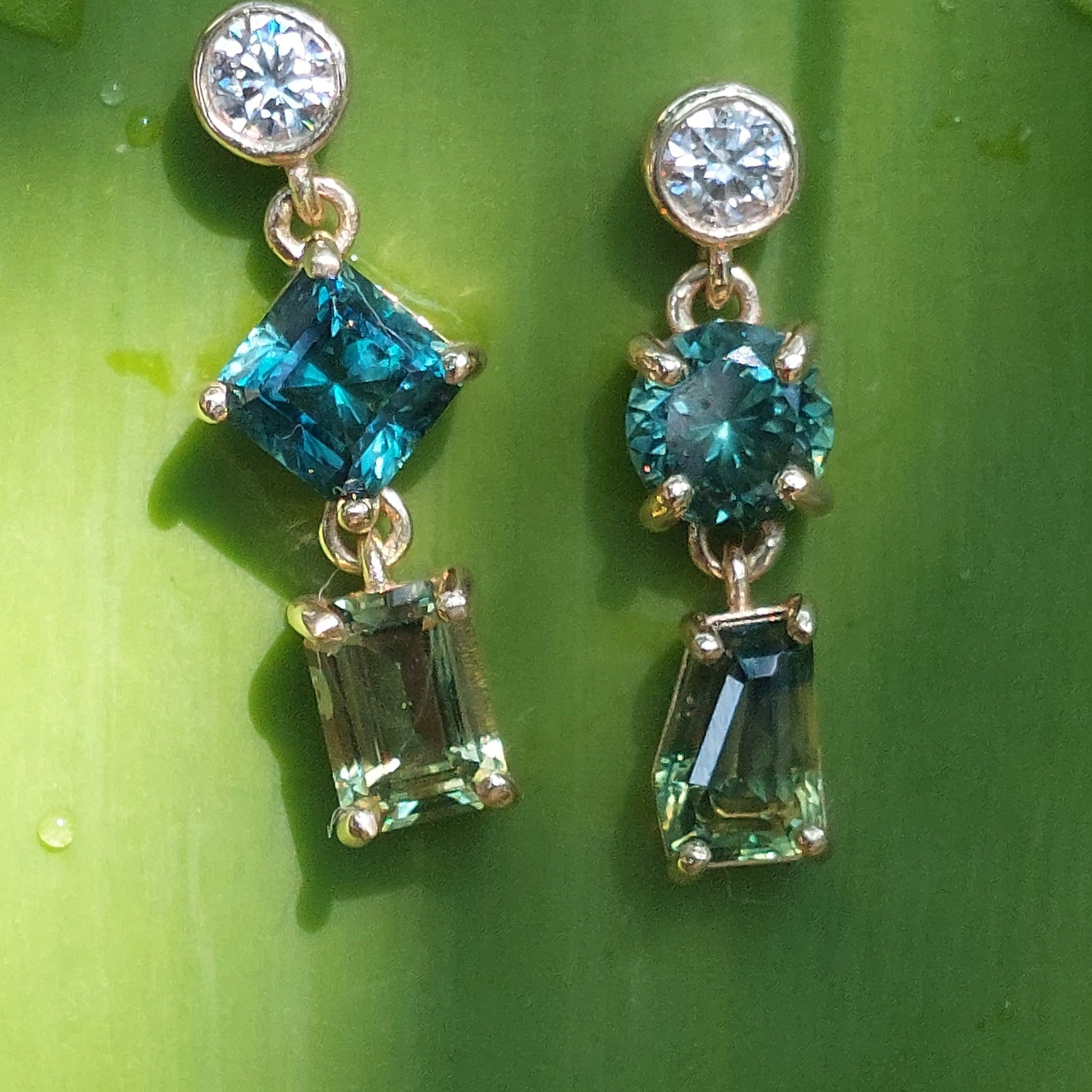 Australian Sapphire and diamond earrings