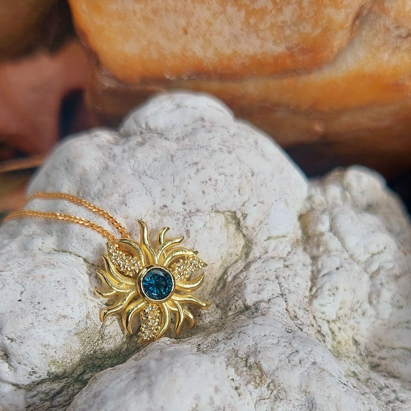 Sapphire Sun Pendant "Akemi"