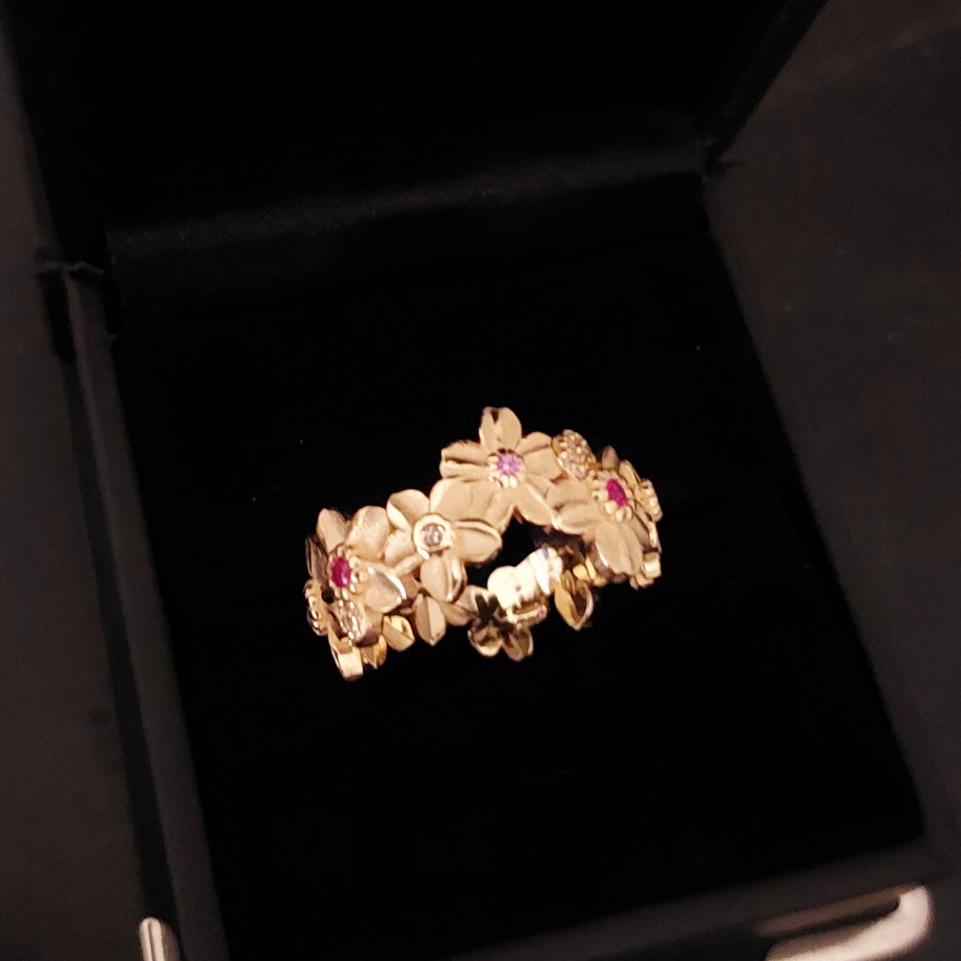 ruby and diamond forge me not ring