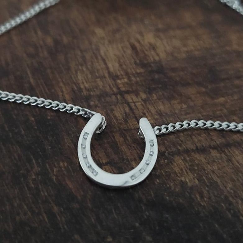 Sterling Silver Diamond Horseshoe Pendant