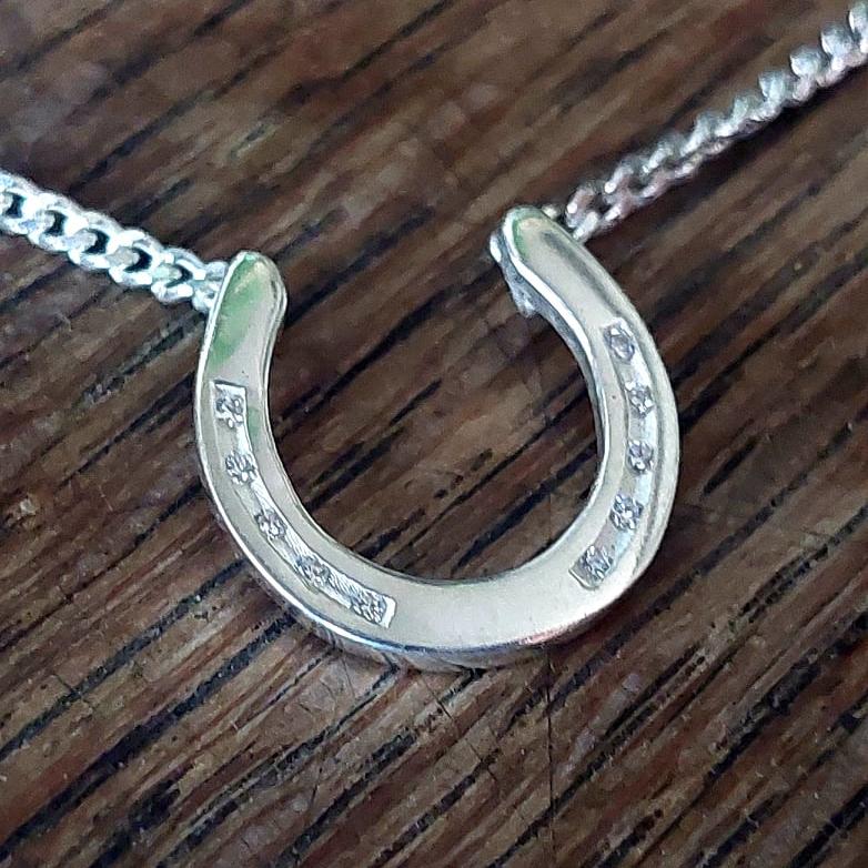 Sterling Silver Diamond Horseshoe Pendant