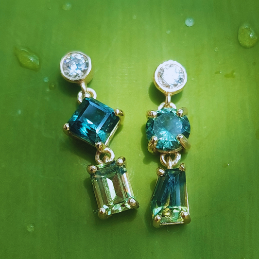 Australian Sapphire and Diamond multi earrings