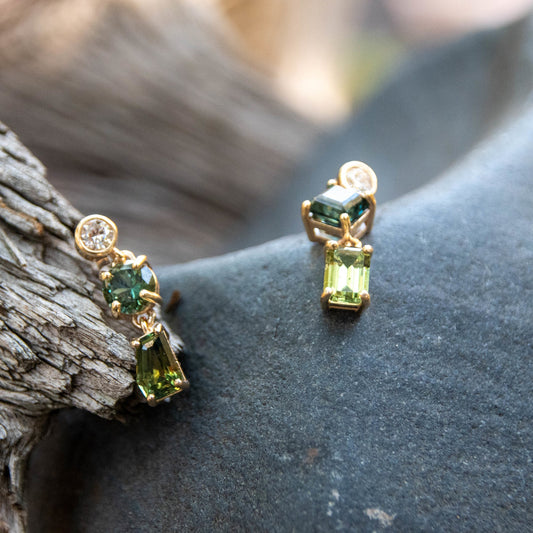 Australian Sapphire and Diamond earrings