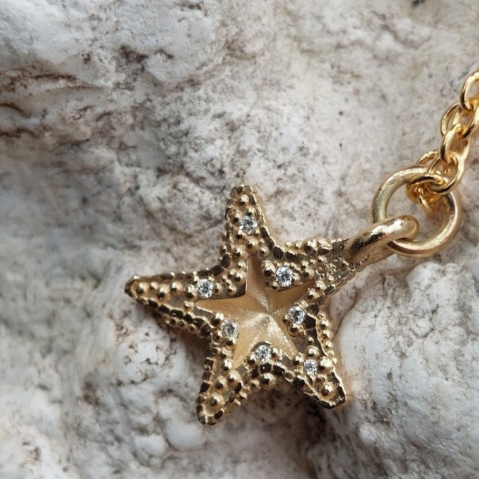 Starfish Charm – 9K Gold Coastal Pendant