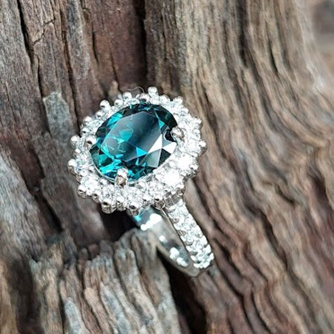 Sapphire Halo Ring "Emily"