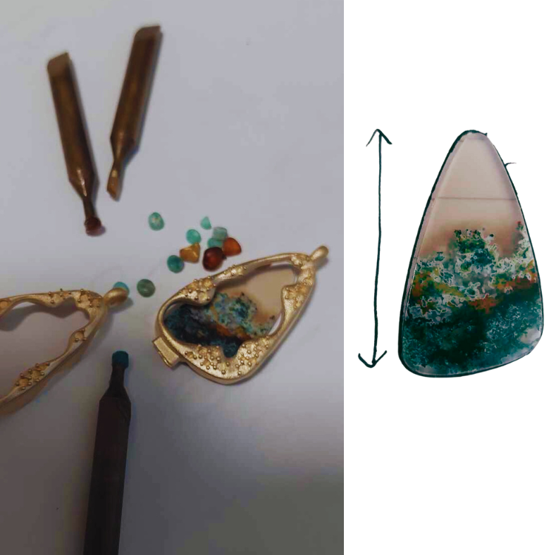 Moss agate and multiple mini gemstone earrings