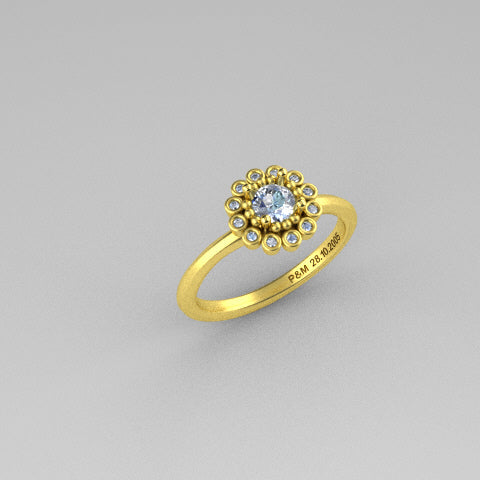 CAD render of flower ring before casting