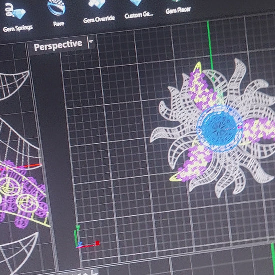 video of sapphire sun pendant designing on the CAD