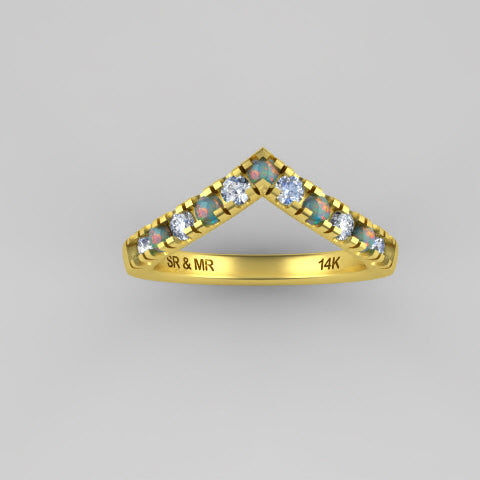 White opal and diamond wedder (Sophie)